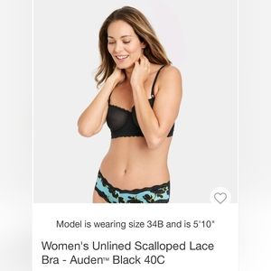 Unlined scalloped lace balconnette  bra